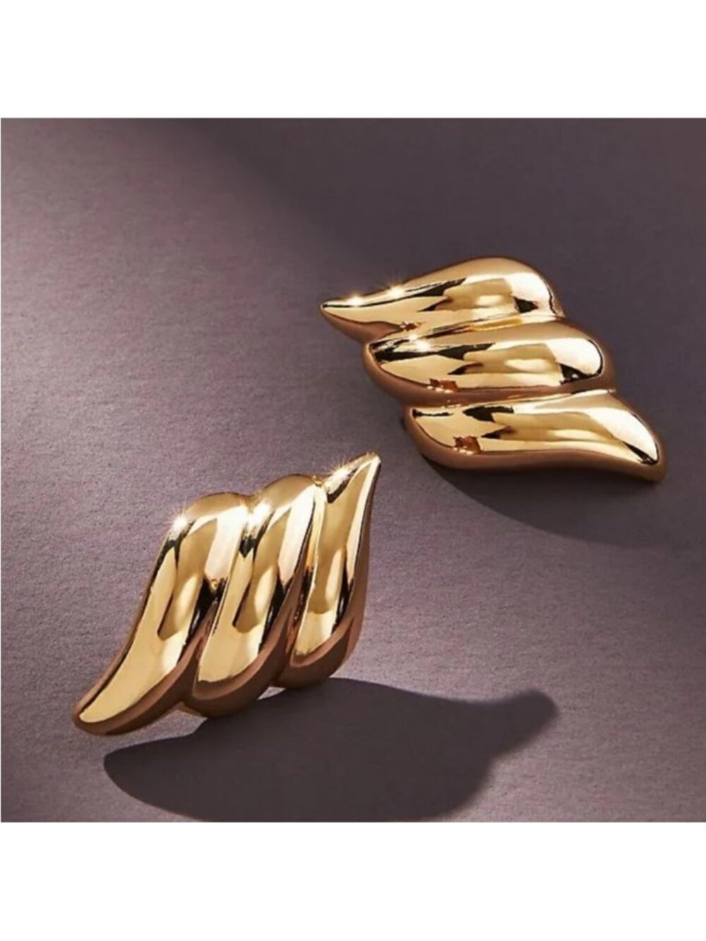 New! Gold Triple Wave Post Earrings NWOT